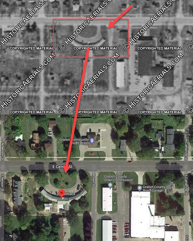 Ithaca Motel (Peters Motel) - 1954 Aerial Comparison